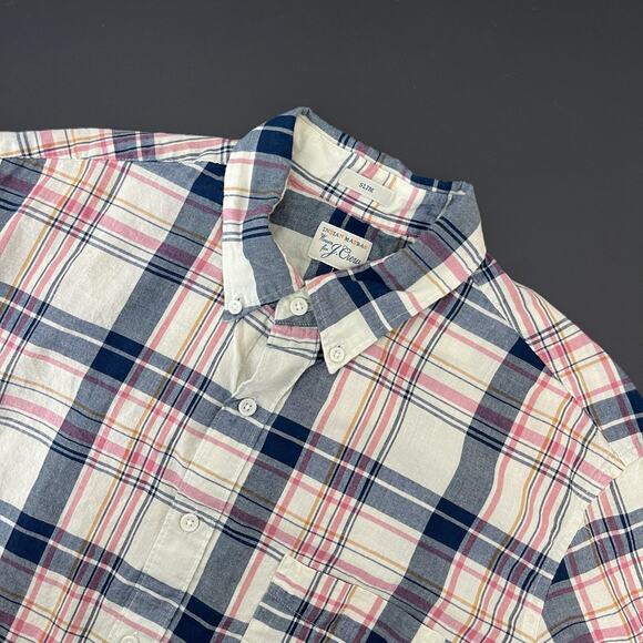 J. Crew Other - J Crew Shirt Mens Large Indian Madras Plaid Slim Fit Button Down Preppy
